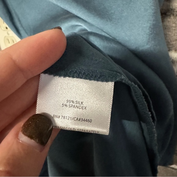 Eileen Fisher cami blouse teal blue green silk blend shirt top - Picture 5 of 6